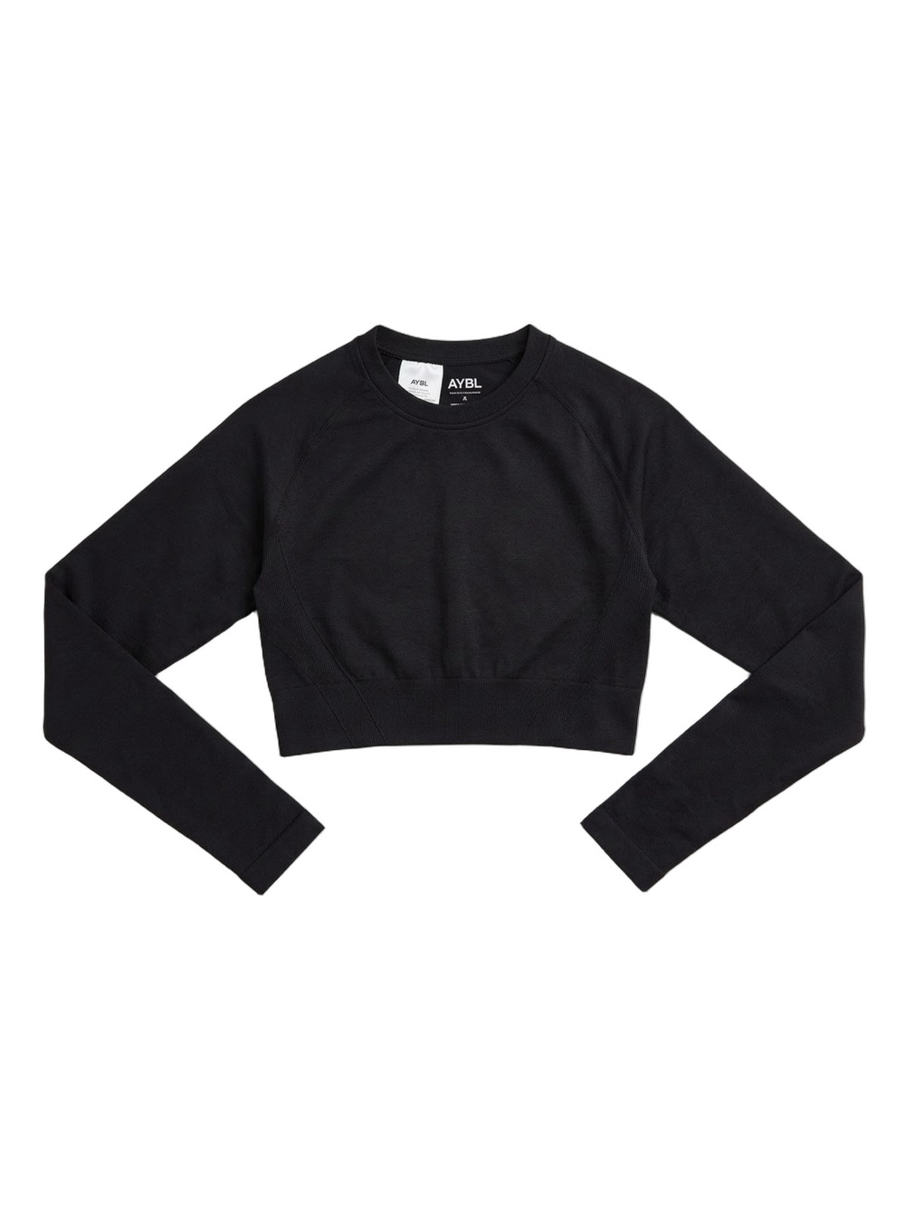 AYBL Empower Seamless Long Sleeve Crop Top Black Thumbholes Workout XS